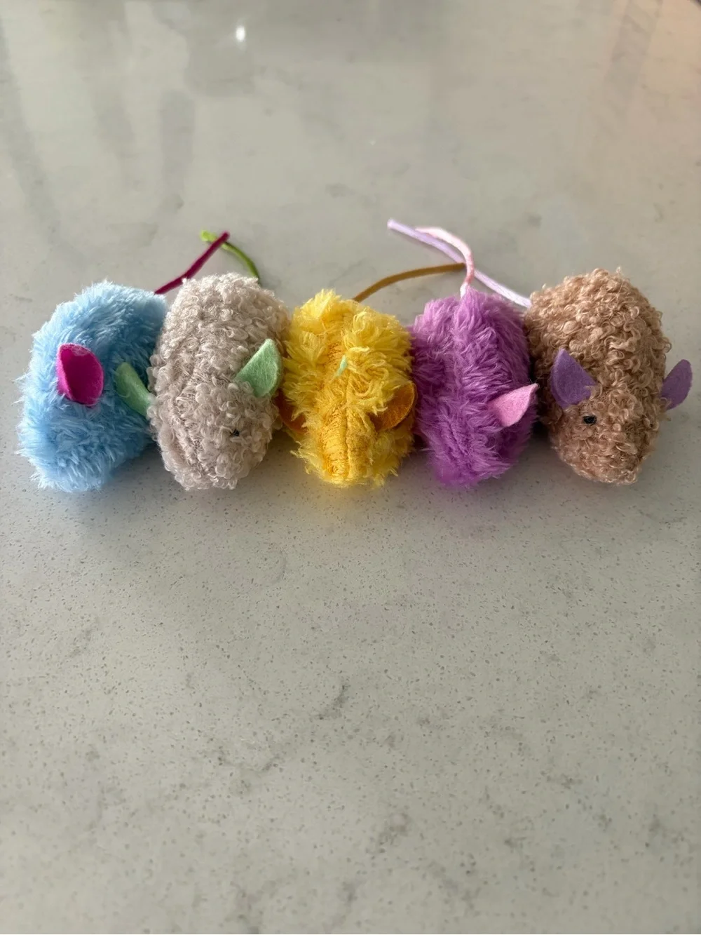 Assorted fluffy mouse cat toys
